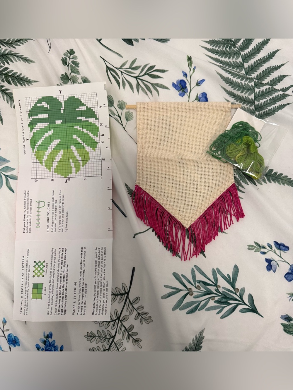 Monstera Leaf Cross Stitch Kit